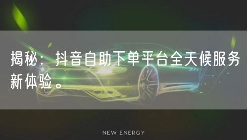 揭秘：抖音自助下单平台全天候服务新体验。