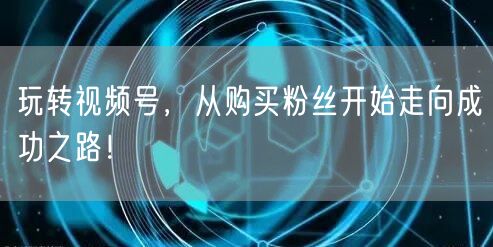 玩转视频号,从购买粉丝开始走向成功之路!