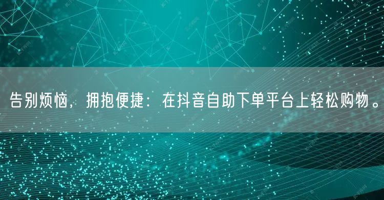 告别烦恼,拥抱便捷:在抖音自助下单平台上轻松购物。