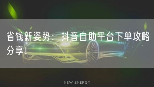 省钱新姿势:抖音自助平台下单攻略分享!