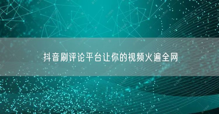 抖音刷评论平台让你的视频火遍全网
